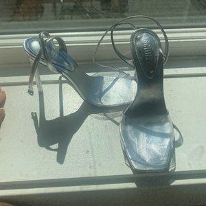 Schutz silver / clear heel sandal